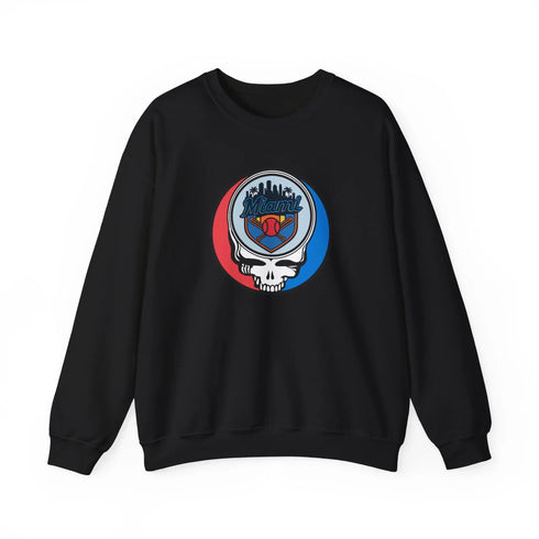 Grateful Dead - Miami Marlins Grateful Dead Stealie Crewneck Sweatshirt - MLB - StealieShop